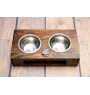 Carlin, Pug, Mops II - support en bois avec des bols pour chien, bols pour chien en acier, cadeau pour l'adoption d'un chien de la marque Art-Dog