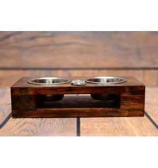 Carlin, Pug, Mops II - support en bois avec des bols pour chien, bols pour chien en acier, cadeau pour l'adoption d'un chien de la marque Art-Dog