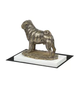 Pug - dog figurine, figure on a white base, trophy for Art-Dog dog show exhibition