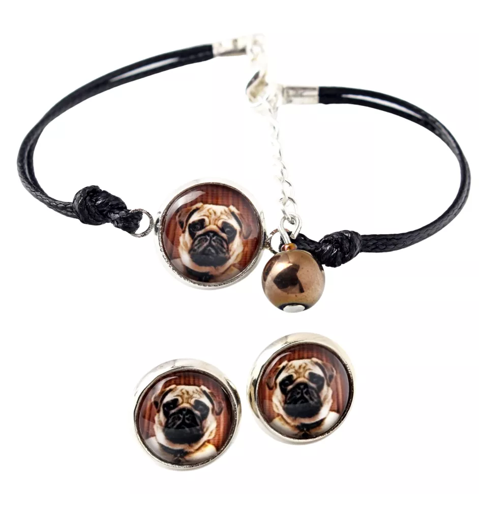 Carlin, Pug, Mops - ensemble de bijoux avec votre photo, accessoire féminin, article fait main, produit fabriqué à la main avec passion pour la création de la marque Art-Dog