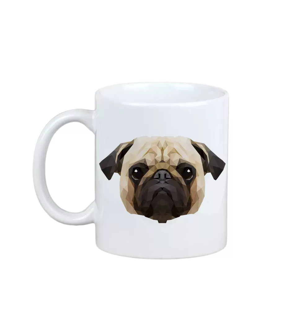 Pug - cup with a geometric dog image and the inscription Art-Dog