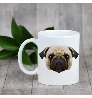 Carlin, Pug, Mops - tasse avec une photo et un motif de chien géométrique Art-Dog
