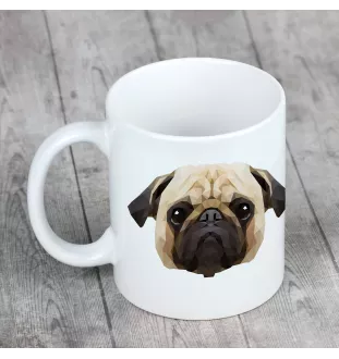 Pug - cup with a geometric dog image and the inscription Art-Dog