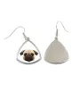 Carlin, Pug, Mops - boucles d'oreilles avec une photo et un motif de chien géométrique Art-Dog