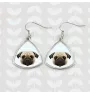 Carlin, Pug, Mops - boucles d'oreilles avec une photo et un motif de chien géométrique Art-Dog