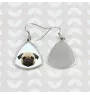 Carlin, Pug, Mops - boucles d'oreilles avec une photo et un motif de chien géométrique Art-Dog