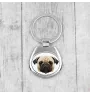 Mops, Pug, Carlin, Carlino, Doguillo - geometrischer Schlüsselanhänger mit Foto und Aufschrift Art-Dog