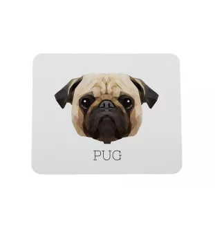 Pug - geometric mouse pad with a picture and text by Art-Dog