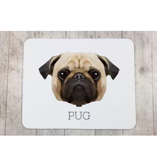 Pug - geometric mouse pad with a picture and text by Art-Dog