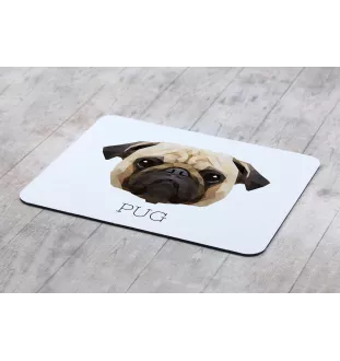 Carlin, Pug, Mops - tapis de souris géométrique avec photo et inscription Art-Dog
