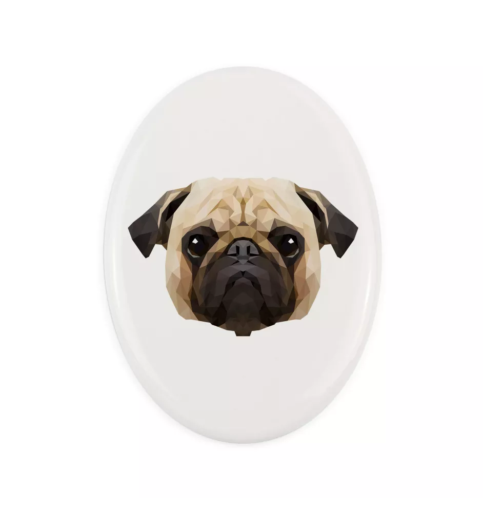 Pug - a plate with a geometric design and the brand name Art-Dog