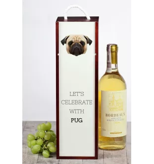 Pug - geometric box with a picture and inscription for wine by Art-Dog