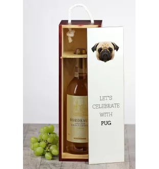 Pug - geometric box with a picture and inscription for wine by Art-Dog