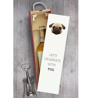 Mops, Pug, Carlin, Carlino, Doguillo - geometrische Box mit einem Bild und Schriftzug für Wein der Marke Art-Dog