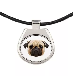 Carlin, Pug, Mops - collier avec une photo et un motif géométrique de la marque Art-Dog