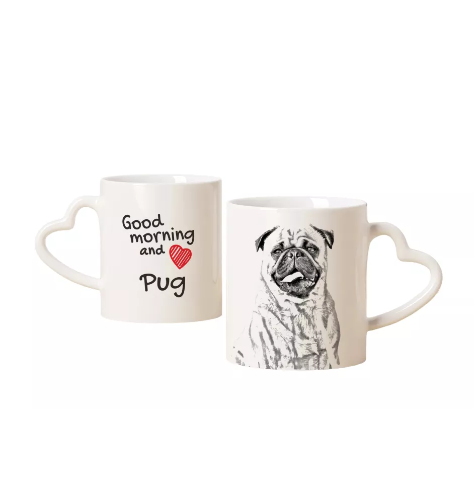 Mops, Pug, Carlin, Carlino, Doguillo - Tasse mit Hund, entzückende Tasse mit herzförmigem Henkel, universelles Geschenk der Marke Art-Dog