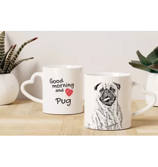 Mops, Pug, Carlin, Carlino, Doguillo - Tasse mit Hund, entzückende Tasse mit herzförmigem Henkel, universelles Geschenk der Marke Art-Dog