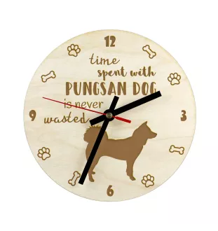 Pungsan dog, Korean Phungsan, Poongsan, Pungsangae - horloge avec chien, horloge en bois, horloge murale pour les amoureux des chiens, horloge de bureau et étagère, Art-Dog