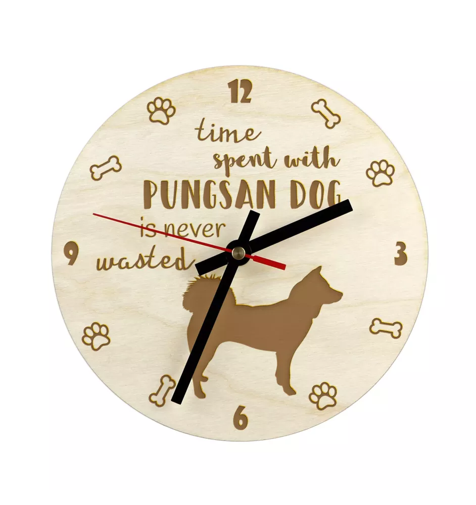 Pungsan dog, Korean Phungsan, Poongsan, Pungsangae - horloge avec chien, horloge en bois, horloge murale pour les amoureux des chiens, horloge de bureau et étagère, Art-Dog