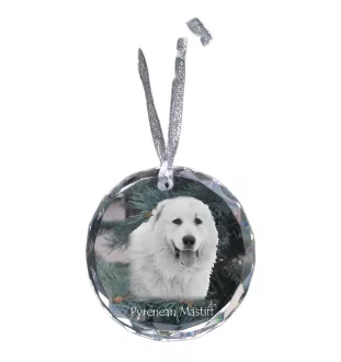Pyrenäen-Mastiff, Mastín del Pirineo - Kristallkugel mit Foto, Hundebild im Kristall, personalisierter Christbaumschmuck von Art-Dog.