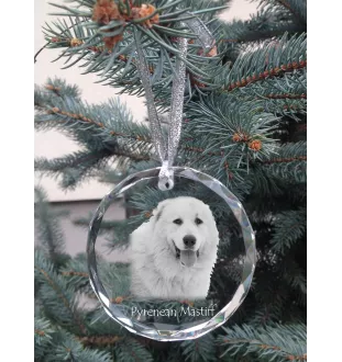 Pyrenean Mastiff, Mastín del Pirineo - crystal bauble with a photo, dog photo in crystal, personalized Christmas tree ornament by Art-Dog brand