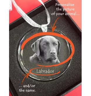 Pyrenean Mastiff, Mastín del Pirineo - crystal bauble with a photo, dog photo in crystal, personalized Christmas tree ornament by Art-Dog brand
