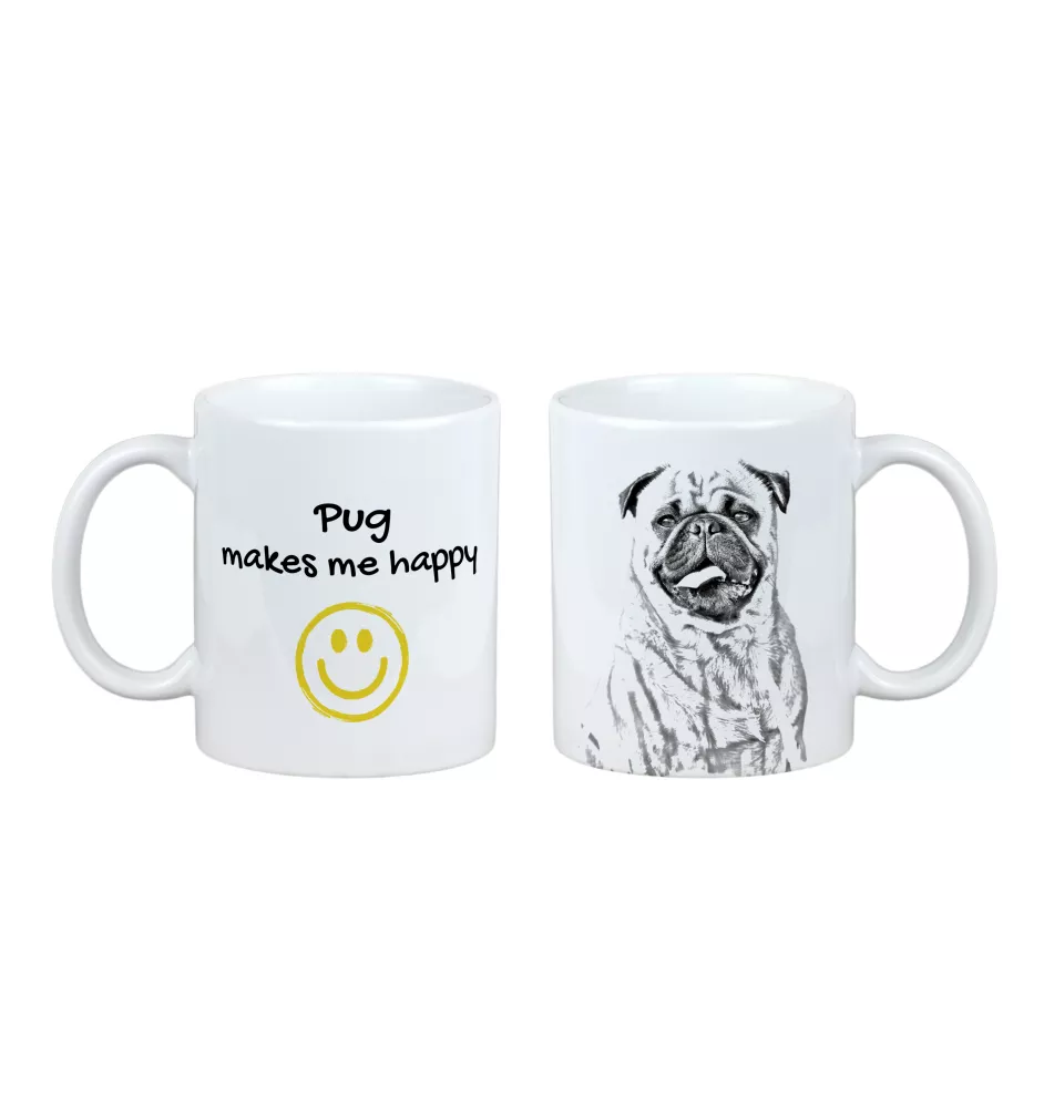 Mops, Pug, Carlin, Carlino, Doguillo - Tasse mit Hund, fröhliche Tasse für Hundeliebhaber, personalisiertes Geschenk der Marke Art-Dog