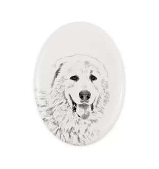 Pyrenean Mastiff, Mastín del Pirineo - commemorative plaque with a photo of a dog, tombstone with a print, personalized oval plaque from the Art-Dog brand