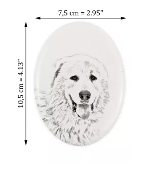 Pyrenean Mastiff, Mastín del Pirineo - commemorative plaque with a photo of a dog, tombstone with a print, personalized oval plaque from the Art-Dog brand