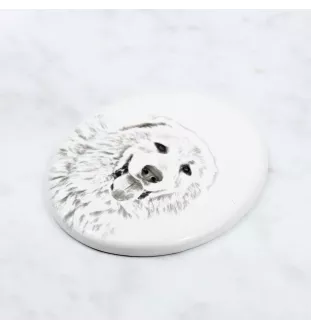 Pyrenean Mastiff, Mastín del Pirineo - commemorative plaque with a photo of a dog, tombstone with a print, personalized oval plaque from the Art-Dog brand