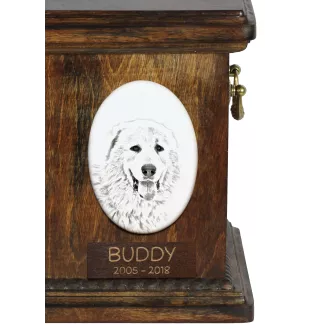 Pyrenean Mastiff, Mastín del Pirineo - commemorative plaque with a photo of a dog, tombstone with a print, personalized oval plaque from the Art-Dog brand