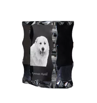 Pyrenean Mastiff, Mastín del Pirineo - crystal with a picture of a dog, glass statuette with a picture, unique frame with a picture from Art-Dog brand