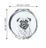 Pug - Pocket mirror with a dog, personalized mirror for a purse, compact mirror with Art-Dog brand print.