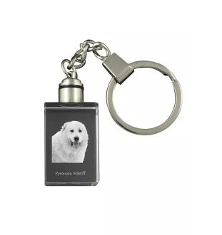 Pyrenean Mastiff, Mastín del Pirineo - Crystal key ring with dog photo, illuminated key ring, unique gift by Art-Dog brand