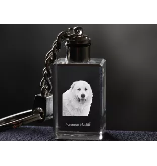 Pyrenean Mastiff, Mastín del Pirineo - Crystal key ring with dog photo, illuminated key ring, unique gift by Art-Dog brand