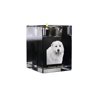 Pyrenean Mastiff, Mastín del Pirineo - Candle holder with dog photo, crystal tealight holder, personalised gift by Art-Dog brand