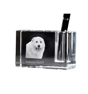 Mâtin des Pyrénées, Mastín del Pirineo - Porte-stylos, organiseur en cristal avec photo de chien, décoration de bureau unique par la marque Art-Dog