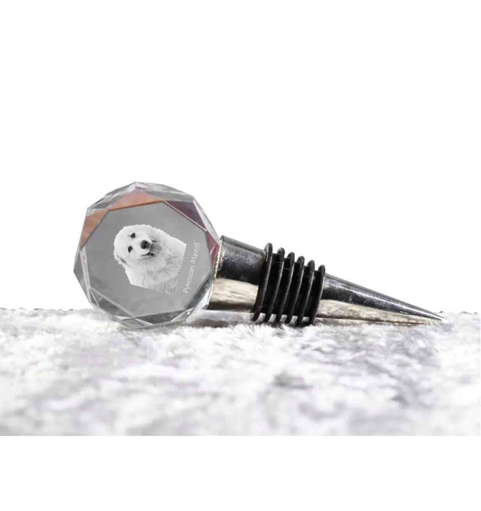 Pyrenäen-Mastiff, Mastín del Pirineo - Flaschenverschluss, Weinverschluss aus Kristall mit Foto, personalisiertes Geschenk für Barkeeper der Marke Art-Dog