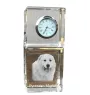 Pyrenean Mastiff, Mastín del Pirineo - crystal clock with a photo, a photo of a dog in crystal, personalized desk clock by Art-Dog brand