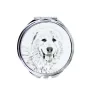 Pyrenean Mastiff, Mastín del Pirineo - Pocket mirror with a dog, personalized mirror for a purse, compact mirror with Art-Dog brand print.