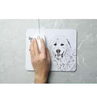 Pyrenäen-Mastiff, Mastín del Pirineo - Mauspad mit Druck, personalisiertes Mauspad mit Hund, einzigartiges Gadget für Büroangestellte von Art-Dog.