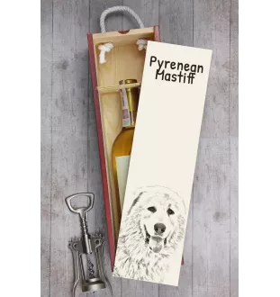 Pyrenäen-Mastiff, Mastín del Pirineo - Weinbox mit Hund, Alkoholbox mit Grafik, personalisierte Geschenkbox der Marke Art-Dog