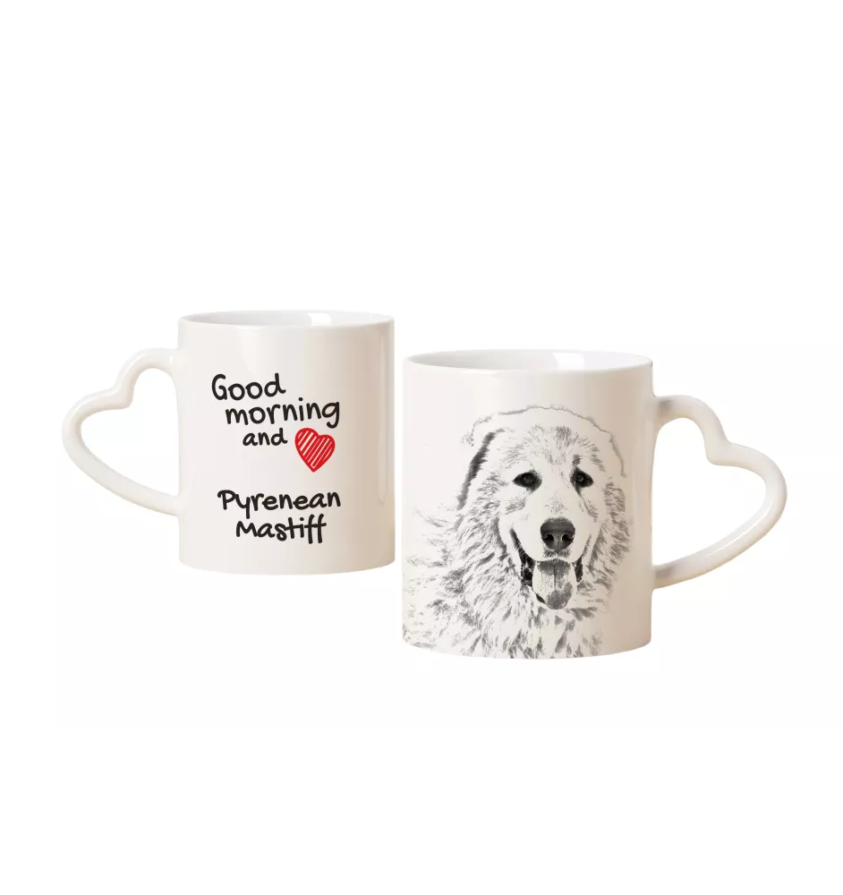 Pyrenean Mastiff, Mastín del Pirineo - cup with a dog, adorable cup with a heart-shaped handle, universal gift from the Art-Dog brand