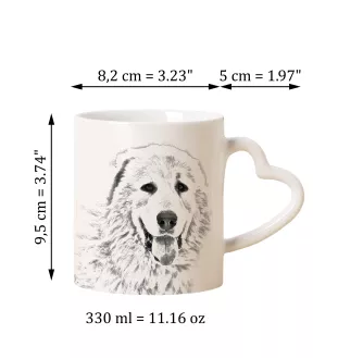 Pyrenean Mastiff, Mastín del Pirineo - cup with a dog, adorable cup with a heart-shaped handle, universal gift from the Art-Dog brand