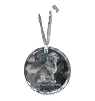 Pyrenaen-Hutehund, Pyrenäenschäferhund - Kristallkugel mit Foto, Hundebild im Kristall, personalisierter Christbaumschmuck von Art-Dog.