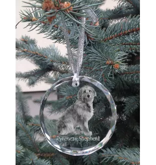 Chien de berger des Pyrénées - boule de Noël en cristal avec une photo, photo de chien dans le cristal, décoration personnalisée pour sapin de Noël de la marque Art-Dog
