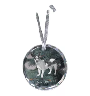 Rat Terrier - Kristallkugel mit Foto, Hundebild im Kristall, personalisierter Christbaumschmuck von Art-Dog.