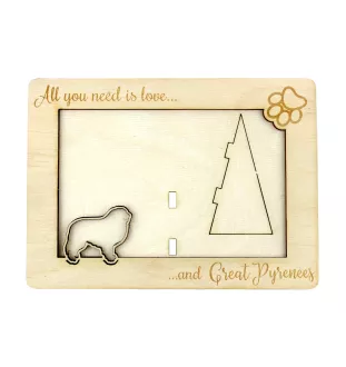 Pyrenean Mountain Dog, Great Pyrenees, Pyrenean Shepherd - Photo frame, engraved wooden frame, a lovely gadget for the dog lover by Art-Dog
