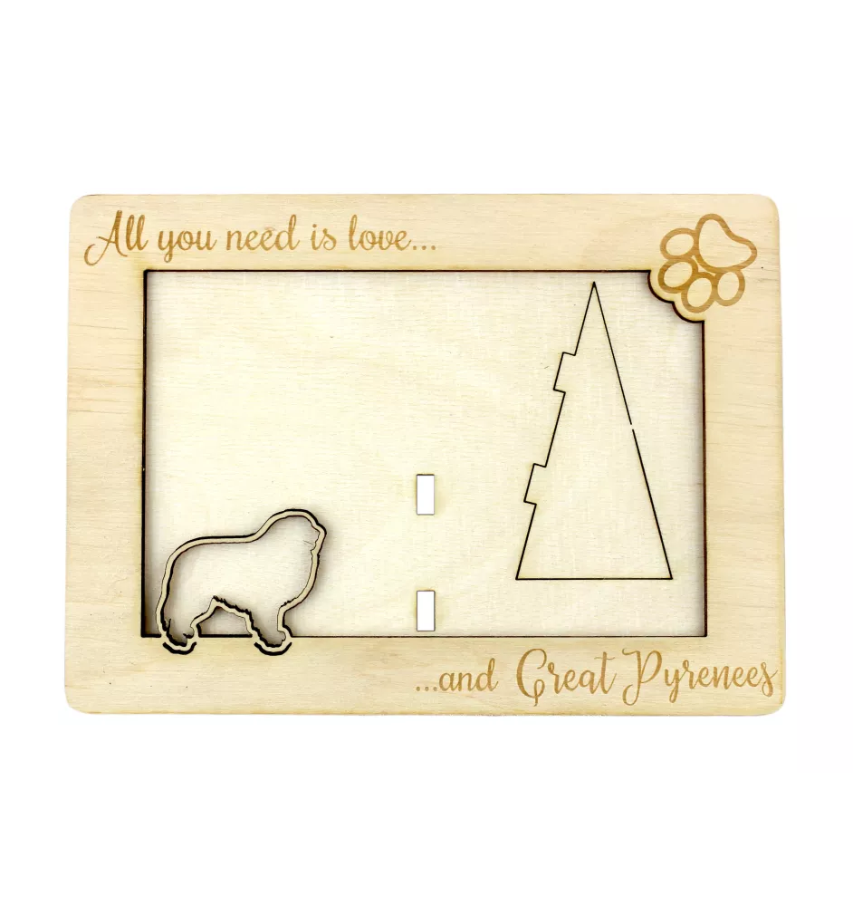Chien de montagne des Pyrénées, Pastou, Patou - Cadre photo, cadre en bois gravé, un joli gadget pour l'amoureux des chiens par Art-Dog