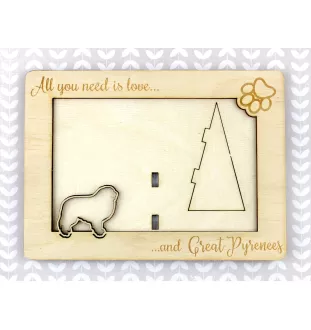 Chien de montagne des Pyrénées, Pastou, Patou - Cadre photo, cadre en bois gravé, un joli gadget pour l'amoureux des chiens par Art-Dog
